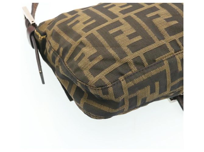 FENDI Zucca Canvas Borsa A Tracolla Mamma Baguette Nylon Marrone Nero Auth gt1859 - vista 16
