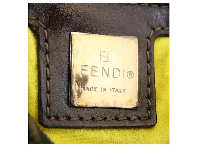 FENDI Zucca Canvas Borsa A Tracolla Mamma Baguette Nylon Marrone Nero Auth gt1859 - vista 18