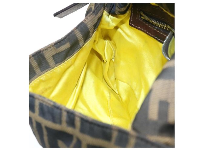 FENDI Zucca Canvas Borsa A Tracolla Mamma Baguette Nylon Marrone Nero Auth gt1859 - vista 20