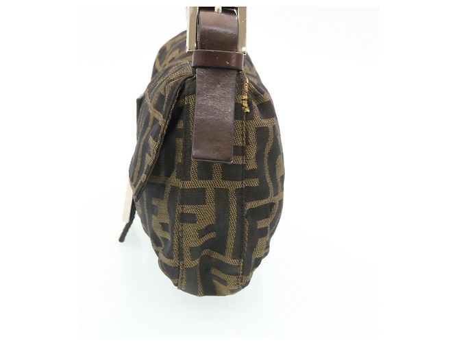 FENDI Zucca Canvas Borsa A Tracolla Mamma Baguette Nylon Marrone Nero Auth gt1859 - vista 3