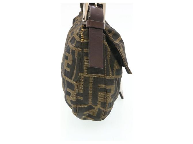 FENDI Zucca Canvas Borsa A Tracolla Mamma Baguette Nylon Marrone Nero Auth gt1859 - vista 4