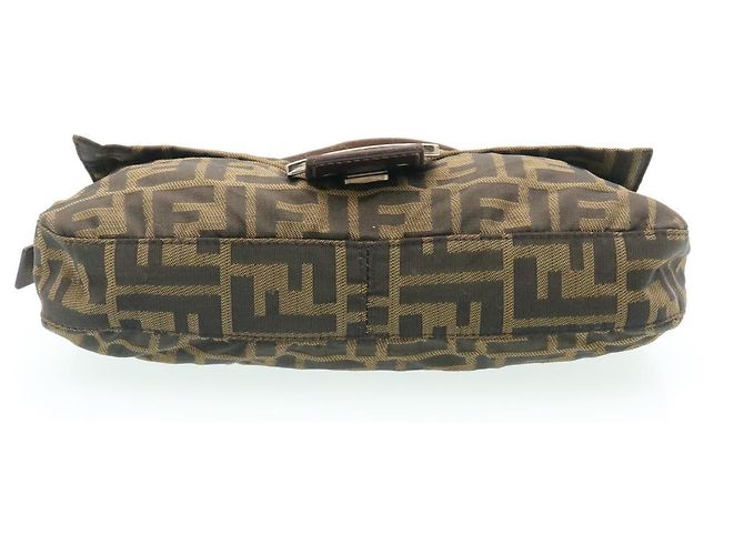 FENDI Zucca Canvas Borsa A Tracolla Mamma Baguette Nylon Marrone Nero Auth gt1859 - vista 5