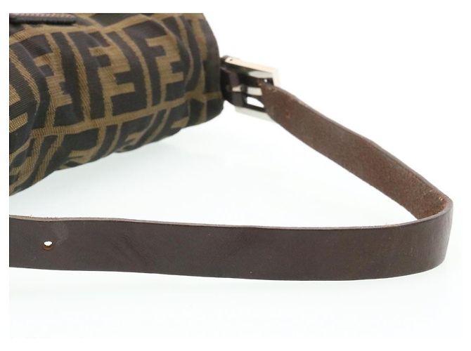 FENDI Zucca Canvas Borsa A Tracolla Mamma Baguette Nylon Marrone Nero Auth gt1859 - vista 8
