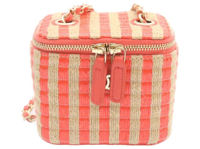 Borsa a tracolla con catena Vanity CHANEL rosa canapa CC Auth knn023 - vista 13