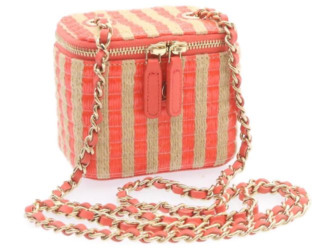 Borsa a tracolla con catena Vanity CHANEL rosa canapa CC Auth knn023 - vista 23