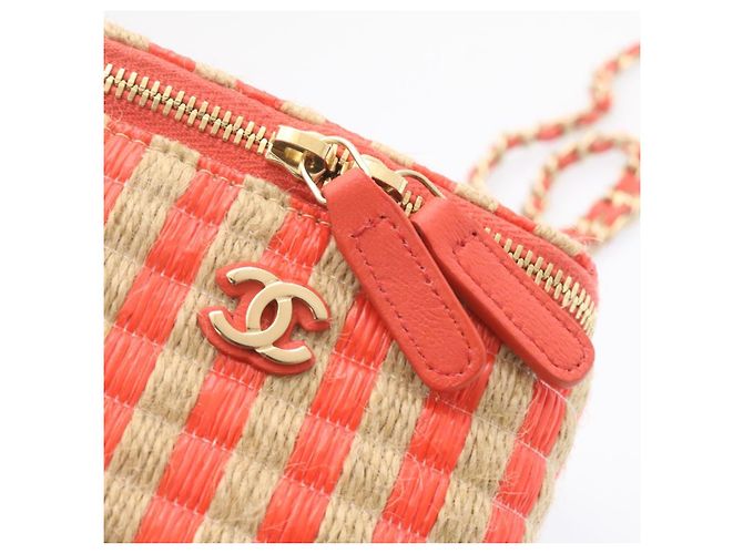 Borsa a tracolla con catena Vanity CHANEL rosa canapa CC Auth knn023 - vista 31
