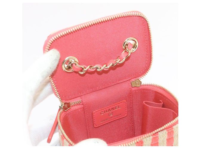 Borsa a tracolla con catena Vanity CHANEL rosa canapa CC Auth knn023 - vista 33