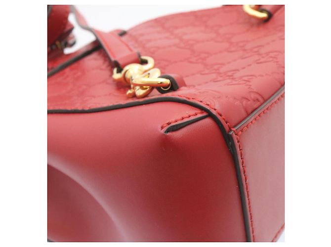 GUCCI Guccissima GG Padlock Backpack Leather Red Auth knn037 - view 15