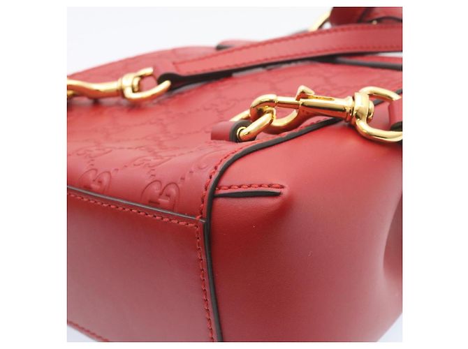 GUCCI Guccissima GG Padlock Backpack Leather Red Auth knn037 - view 16