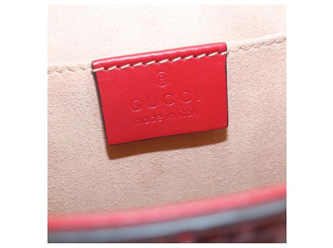 GUCCI Guccissima GG Padlock Backpack Leather Red Auth knn037 - view 17