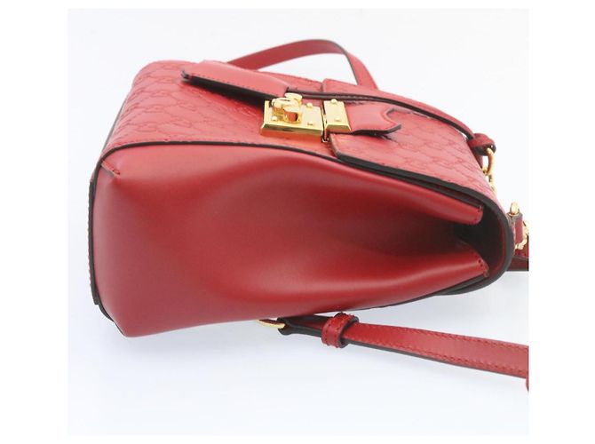 GUCCI Guccissima GG Padlock Backpack Leather Red Auth knn037 - view 4