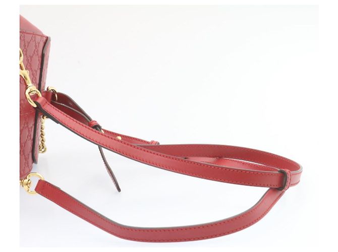 GUCCI Guccissima GG Padlock Backpack Leather Red Auth knn037 - view 7