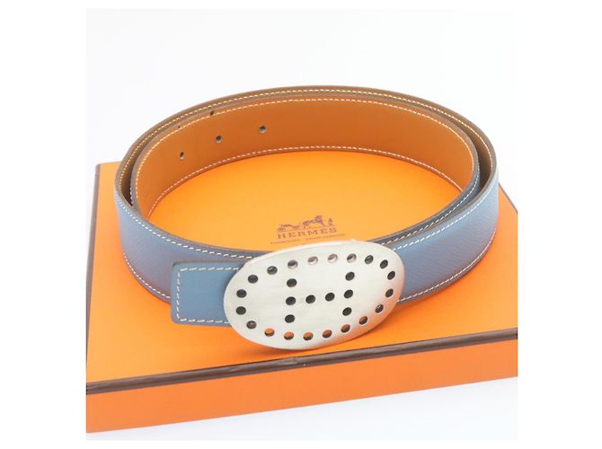 Hermès HERMES Gürtel Leder Hellblau Auth ar5803 - Ansicht 10