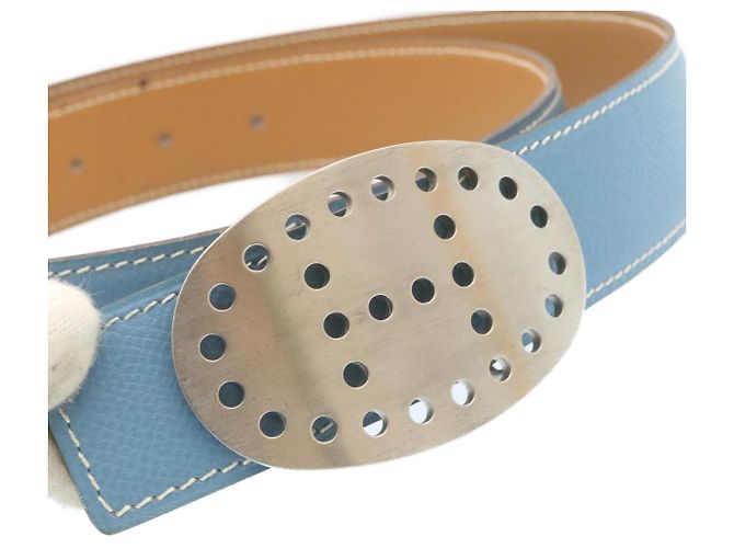 Hermès HERMES Gürtel Leder Hellblau Auth ar5803 - Ansicht 4