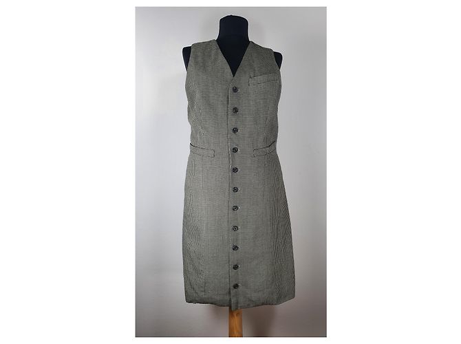 Vestido Ralph Lauren Houndstooth Cinza Lã e Rayon - vista 2