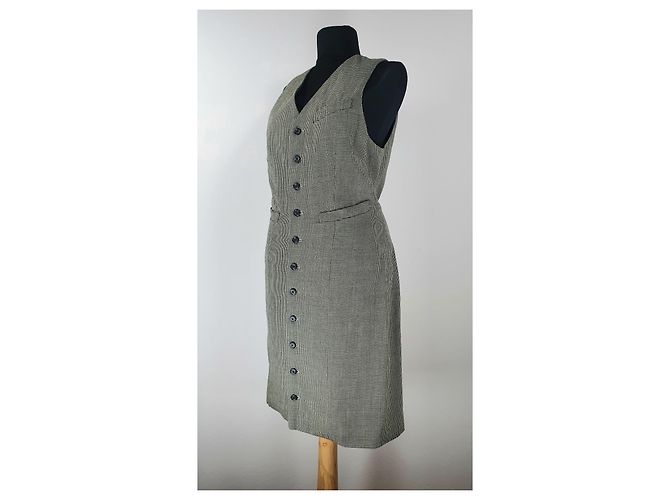 Vestido Ralph Lauren Houndstooth Cinza Lã e Rayon - vista 4