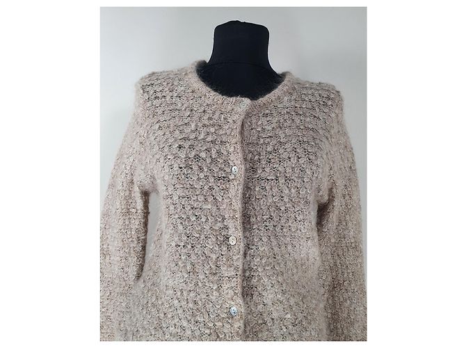 Cardigan American Vintage Bege Alpaca Mohair - vista 2
