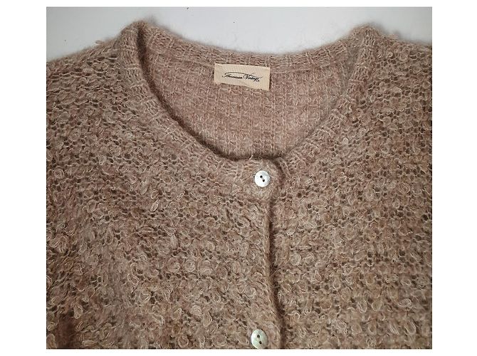 Cardigan American Vintage Bege Alpaca Mohair - vista 5