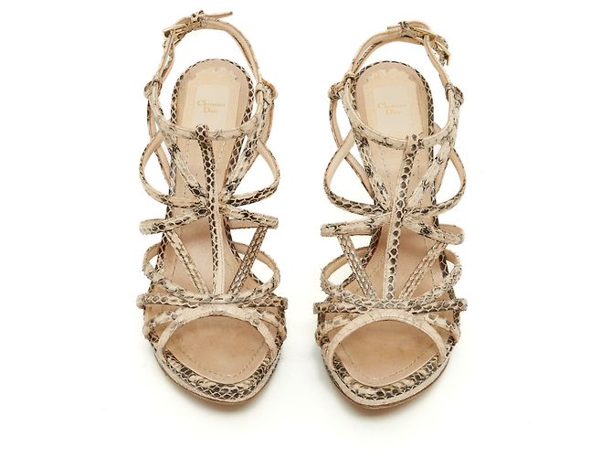 Dior Python Leather Sandals Beige 37.5 - view 3