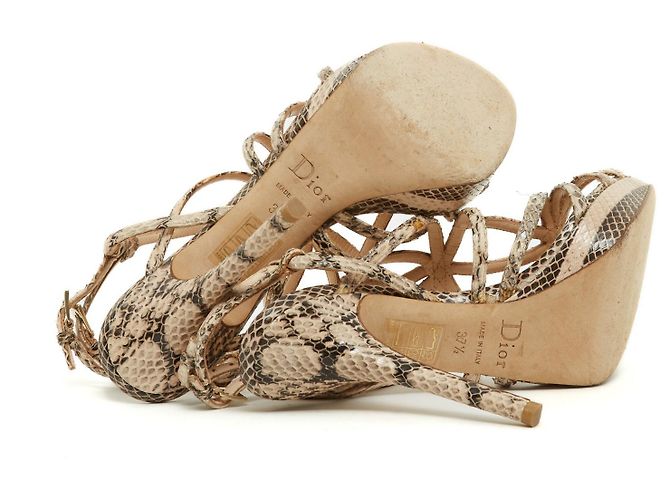 Dior Python Leather Sandals Beige 37.5 - view 5