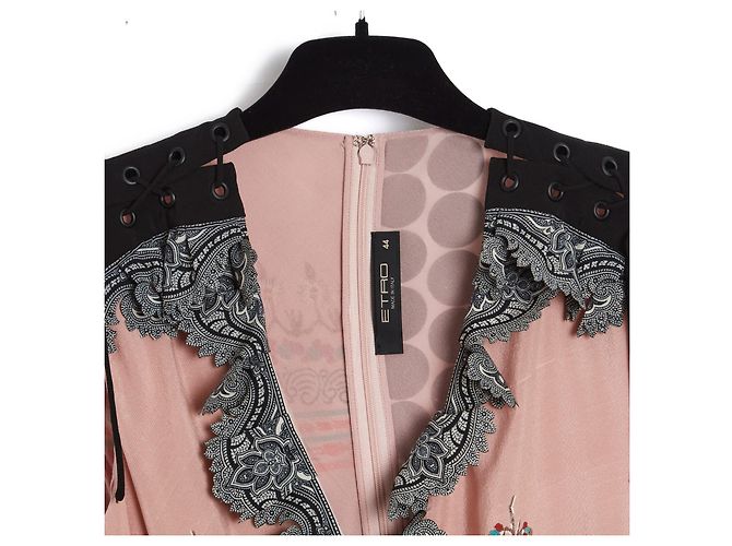 Etro Kleid aus rosa Seide mit Blumenmuster Größe 40 Pink - Ansicht 2