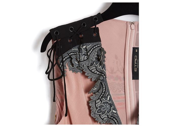 Etro Kleid aus rosa Seide mit Blumenmuster Größe 40 Pink - Ansicht 4