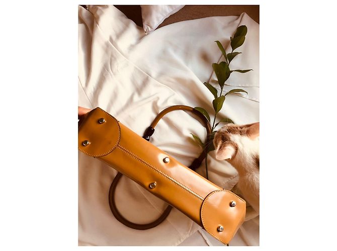 Autre Marque Maison Saad Handtasche aus Lackleder braun und schwarz - Ansicht 10