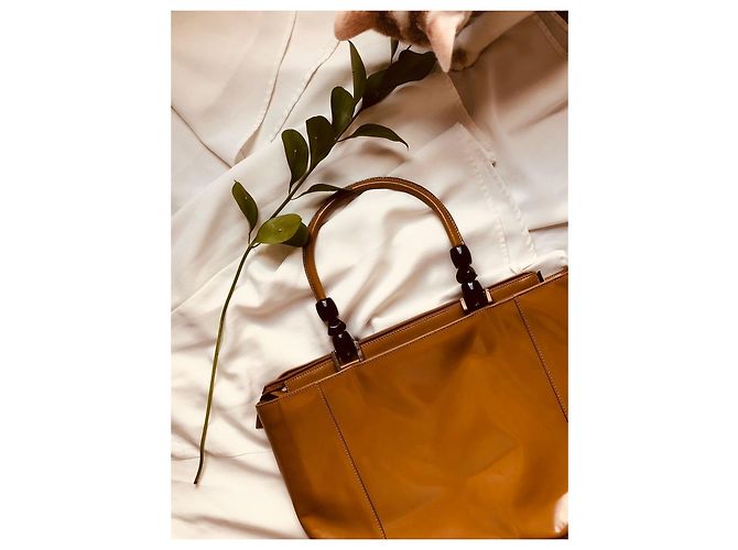 Autre Marque Maison Saad Handtasche aus Lackleder braun und schwarz - Ansicht 11
