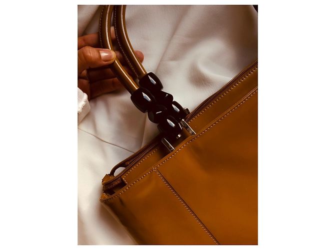 Autre Marque Maison Saad Handtasche aus Lackleder braun und schwarz - Ansicht 2