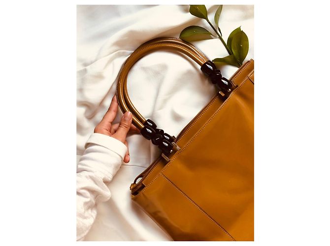Autre Marque Maison Saad Handtasche aus Lackleder braun und schwarz - Ansicht 3