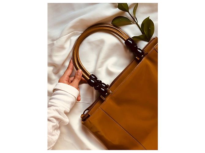 Autre Marque Maison Saad Handtasche aus Lackleder braun und schwarz - Ansicht 4