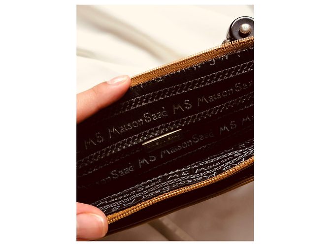 Autre Marque Maison Saad Handtasche aus Lackleder braun und schwarz - Ansicht 5
