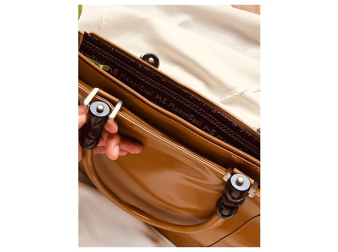 Autre Marque Maison Saad Handtasche aus Lackleder braun und schwarz - Ansicht 6