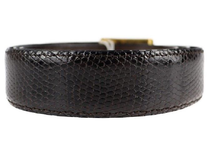 [Gebraucht] CHANEL Gürtel Eidechse Dunkelbraun Coco Mark Vintage Notation Größe 85/34 [echte Garantie] - Ansicht 2