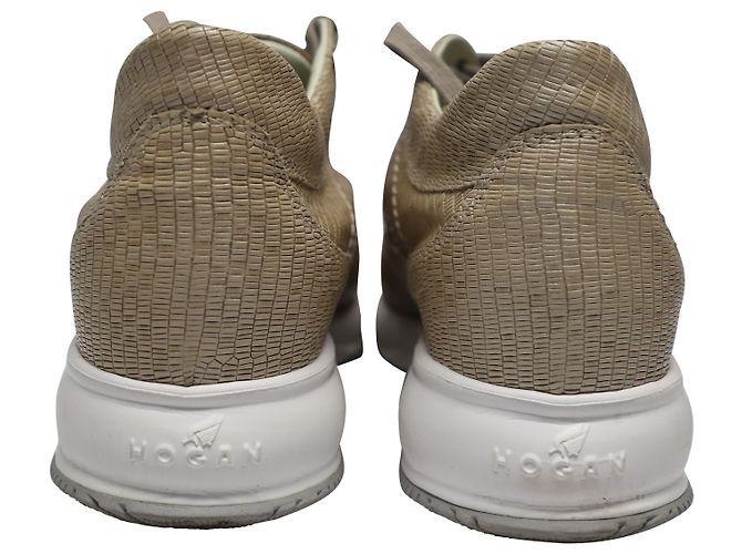 Hogan Interactive Croc Effect Sneakers aus beigem Leder - Ansicht 4