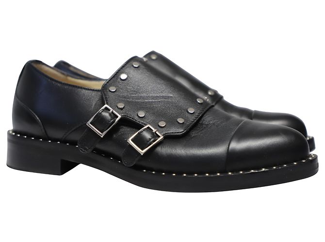 Jimmy Choo Monk Strap Shoes con borchie in pelle nera Nero - vista 3