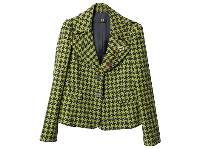 Iceberg Hahnentritt-Blazer aus grüner Baumwolle - Ansicht 4