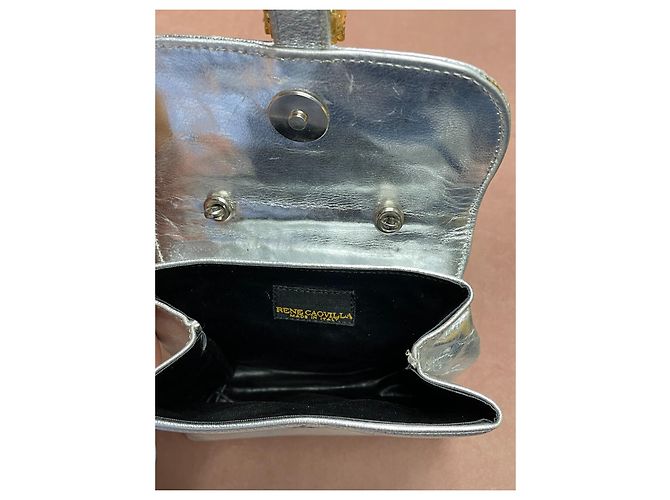 Borsa a mano Rene Caovilla in pelle argento - vista 5