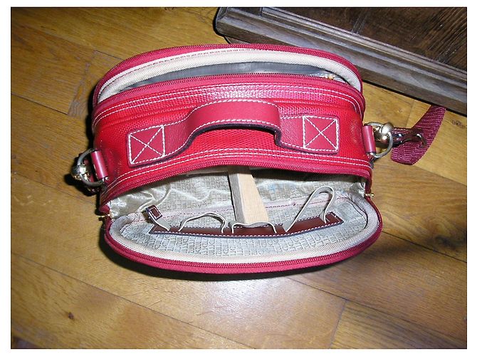 Lancel Vanity Elsa Rossa in Tela e Pelle Rosso - vista 5
