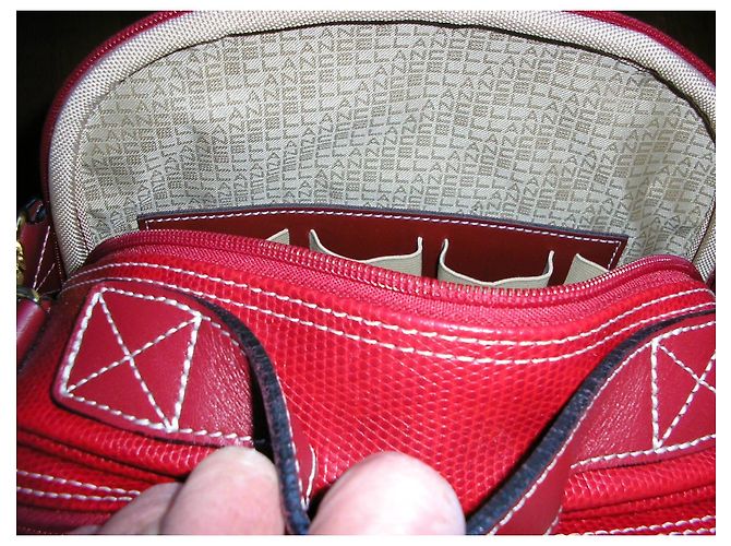 Lancel Vanity Elsa Rossa in Tela e Pelle Rosso - vista 6