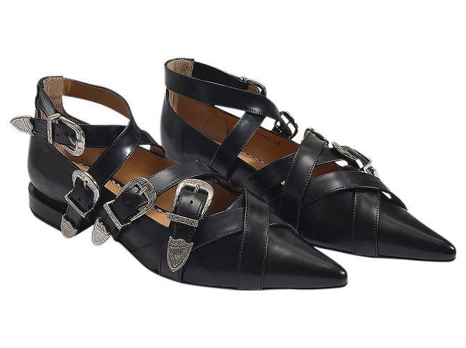 Aj926 Scarpe Flat - Toga Pulla - Nero - Lucido - vista 2