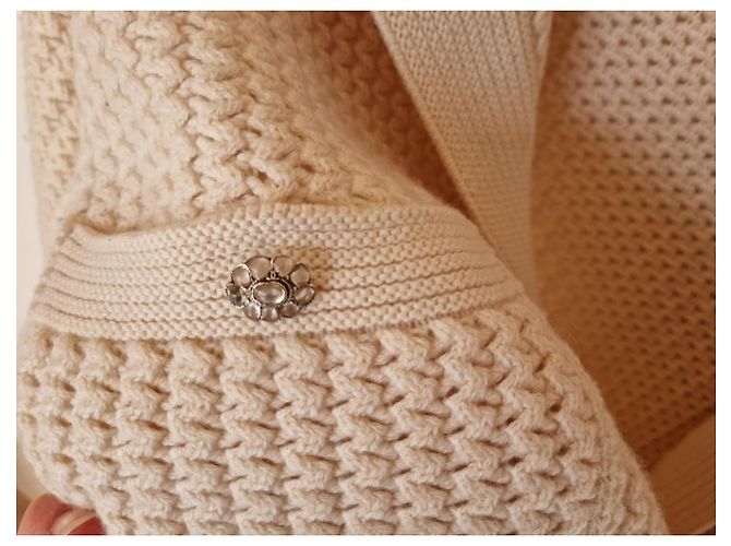 Abrigo de cashmere crema crudo con cinturón de CHANEL Blanco roto - vista 3