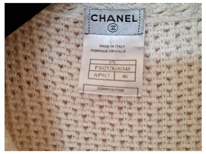 Abrigo de cashmere crema crudo con cinturón de CHANEL Blanco roto - vista 4