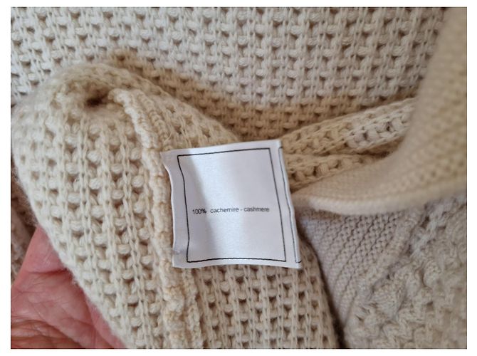 Abrigo de cashmere crema crudo con cinturón de CHANEL Blanco roto - vista 5