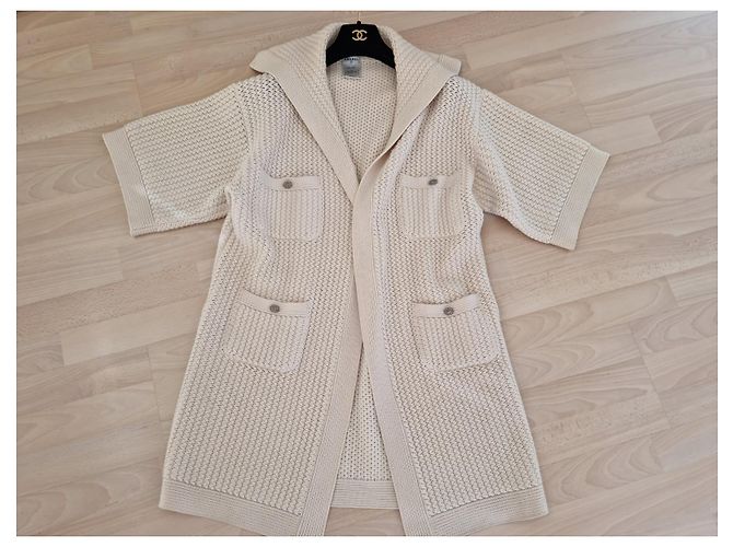 Abrigo de cashmere crema crudo con cinturón de CHANEL Blanco roto - vista 6