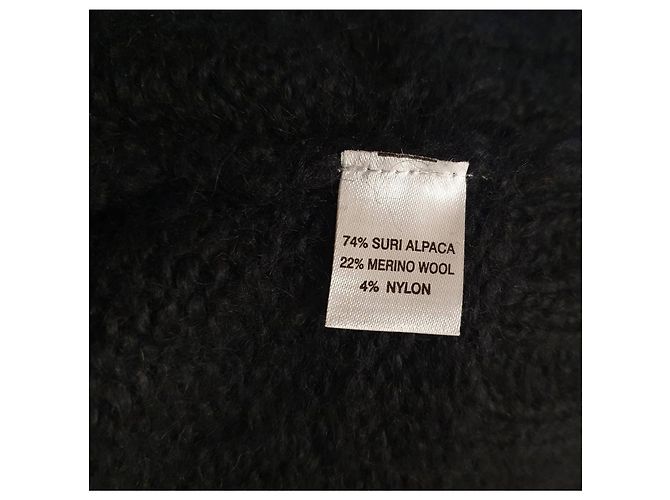 Autre Marque JARBO Strickjacke schwarz Suri Alpaka und Merinowolle - Ansicht 5