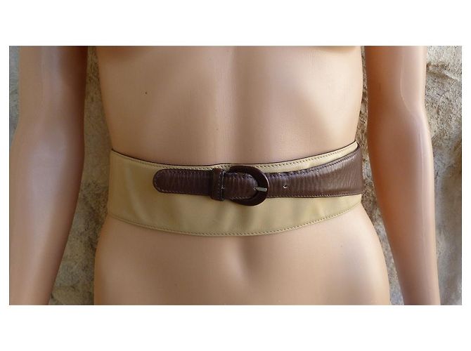 Breiter Burberry Gürtel aus Leder beige braun - Ansicht 3