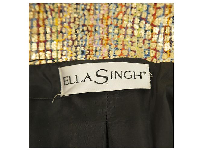 Ella Singh Multicolor Golden Shiny Beaded One Button Midi Coat size 38 Multiple colors - view 3