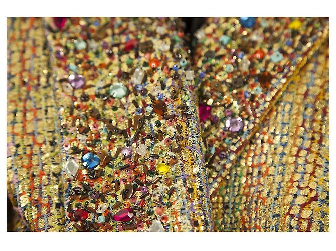 Ella Singh Multicolor Golden Shiny Beaded One Button Midi Coat size 38 Multiple colors - view 6