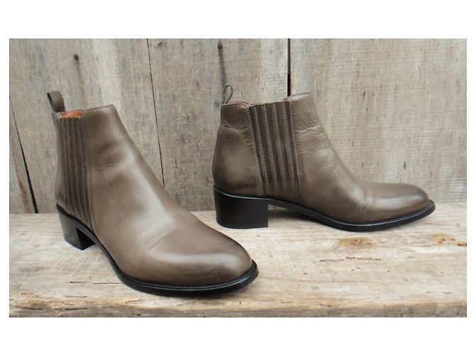 Botas Chelsea Sartore de piel kaki 36.5 Caqui - vista 2